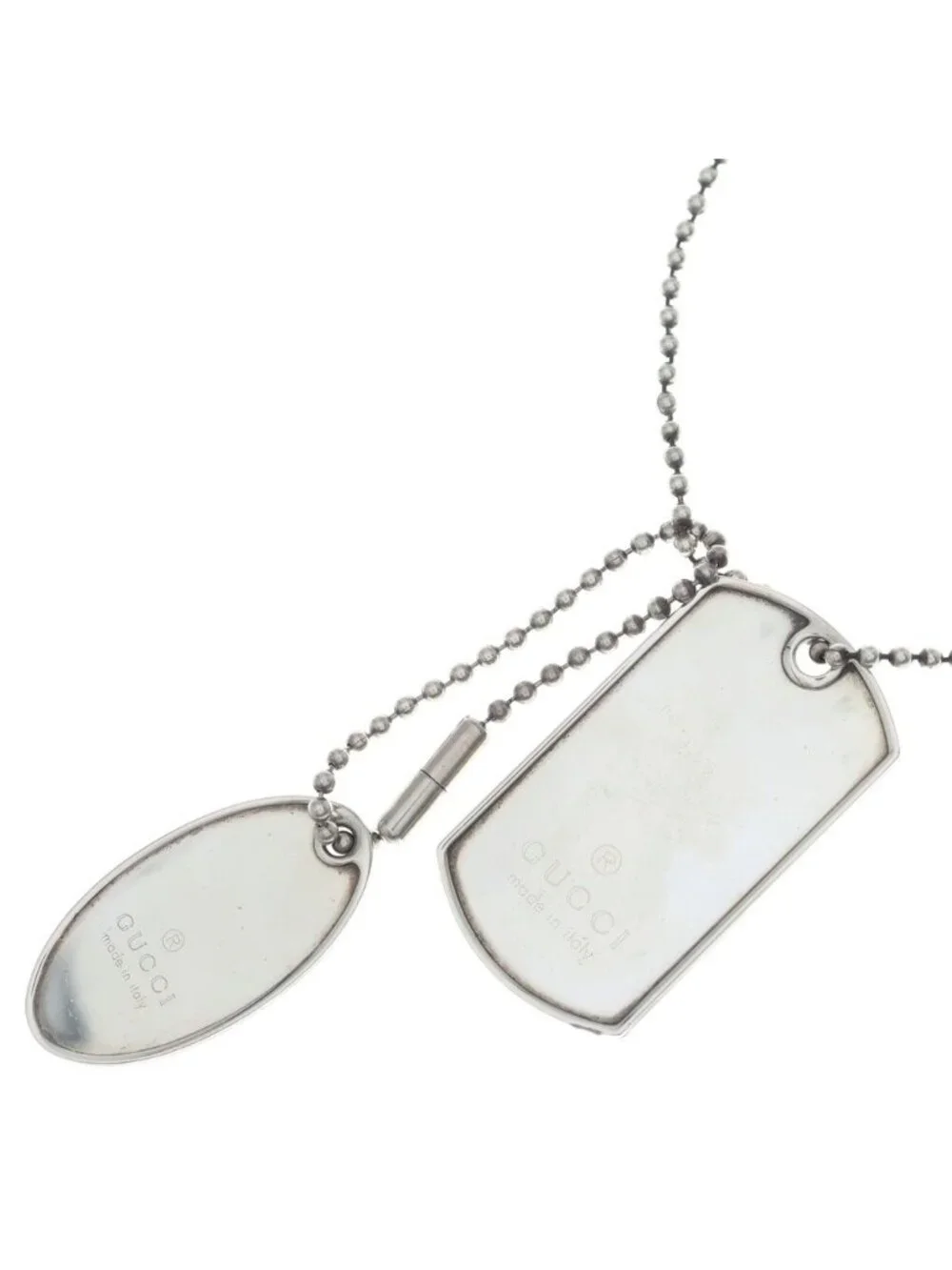 Gucci Dog Tag Ball Chain ID Necklace Silver